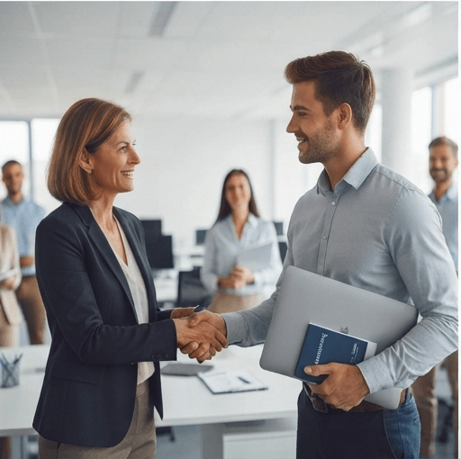Handshake oder neues Teammitglied im Unternehmen